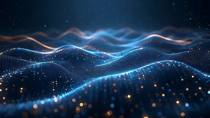 Digital wave background in blue, illustrating big data visualization with complex lines and abstract patterns, Generative AI.