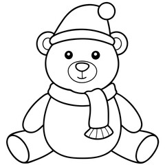 Christmas Teddy Bear Vector Cute Bear with Hat & Scarf