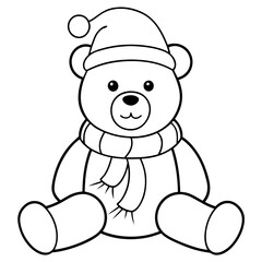 Christmas Teddy Bear Vector Cute Bear with Hat & Scarf