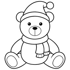 Christmas Teddy Bear Vector Cute Bear with Hat & Scarf