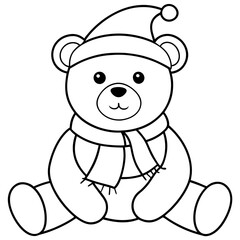 Christmas Teddy Bear Vector Cute Bear with Hat & Scarf