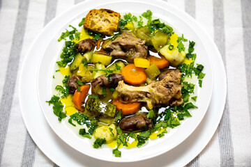 Nutritious chicken and vegetable soup