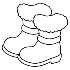 Vector Art of Santa's Iconic Fur-Trimmed Boots