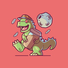 Monster character holding a cup of coffee vector illustration. Drinks, funny design concept.