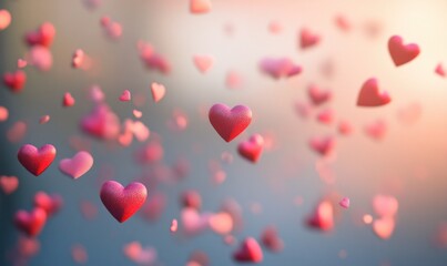 Floating Hearts with Soft Bokeh Background