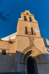 Walking in old part of Jerez de la Frontera, Sherry wine making town, Andalusia, Spain in summer, architectural details, Andalusian style, churches and towers