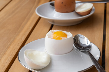 Soft boiled chicken egg