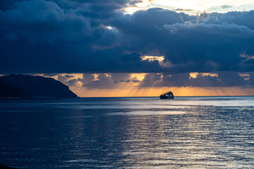 Naklejka premium Boat Anchored off the Coast of Tenerife