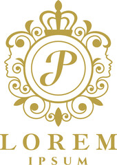 Naklejka premium Abstract Womens Frame Letter P Logo Template