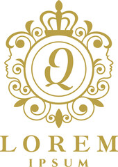 Abstract Womens Frame Letter Q Logo Template