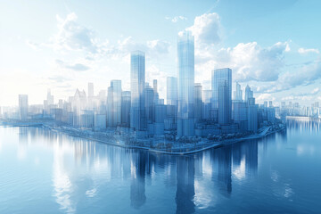 Fototapeta premium Modern Cityscape: Architectural Blueprints of a Futuristic Metropolis