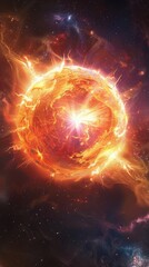 Obraz premium Glowing Celestial Explosion in Cosmic Galaxy Nebula