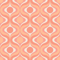 Retro midcentury peach fuzz ogee ovals seamless pattern