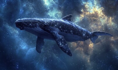 Fototapeta premium Cosmic Whale Swimming in Space