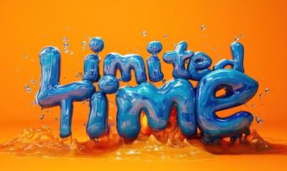 Limited Time 3D Splash Text on Orange Background