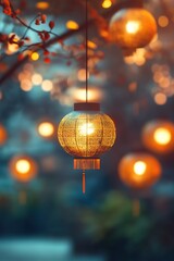 Mid-Autumn Festival background, bokeh, cinematic.