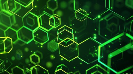 Obraz premium Glowing Hexagonal Digital Landscape with Futuristic Neon Pattern