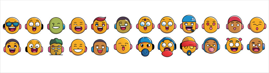 Obraz premium Illustration of a set of emoji 