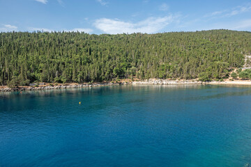 Amazing view of Foki Fiskardo Beach, Cephalonia, Greece