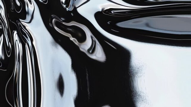 Close-up view of liquid silver flow creating a mesmerizing metallic texture