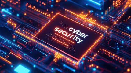Fototapeta premium Cyber security concept on pc motherboard