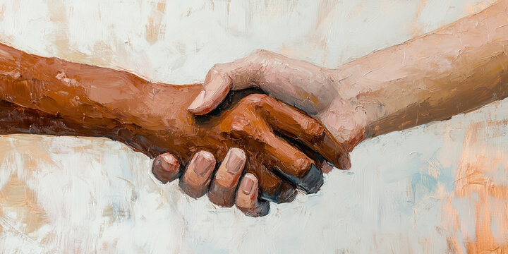 Tender Touch: A delicate brushstroke painting of human hands intertwined.