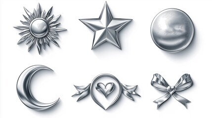 Obraz premium star icons, silver objects
