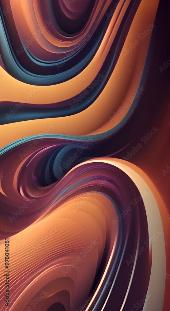 Poster curve flowing abstract layered creative vertical background looping 4k animation