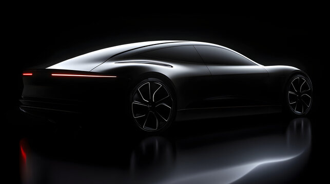 Sleek new car model debuting at auto show with spotlight