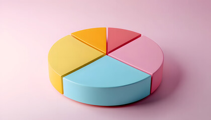 Obraz premium Colorful 3D pie chart on a solid pastel background