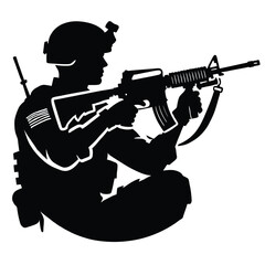 Naklejka premium Soldier Silhouette with Rifle