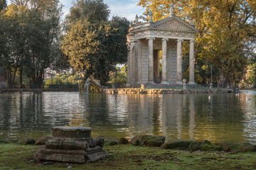 Temple of Aesculapius in the public park Villa Borghese - Rome