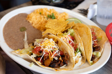 Mexican Tacos with Rice and Beans