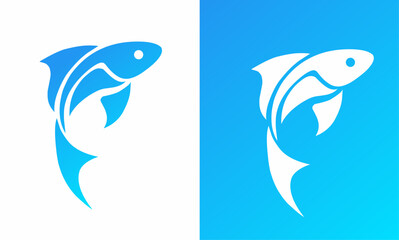 illustration vector graphic of blue fish logo design template