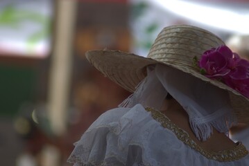 gorros, mujer, verano, heno, flor, verde, beldad, moda, cow-boy, naturaleza, chupalla, rojo,...