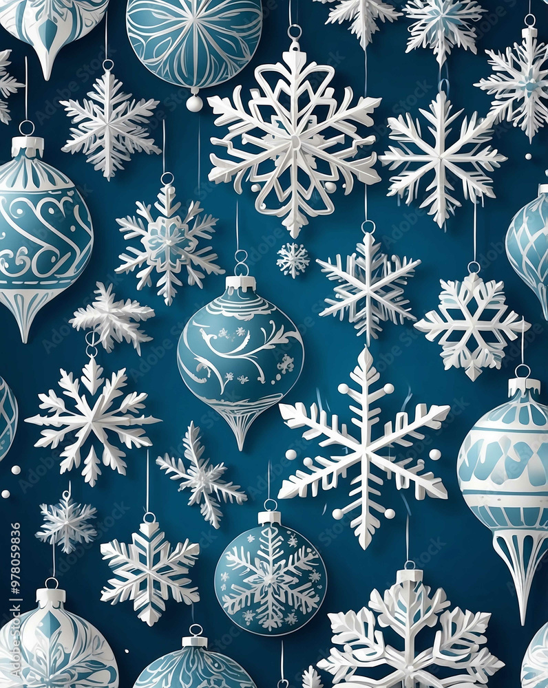 Wall mural Christmas ornaments with snowflake design