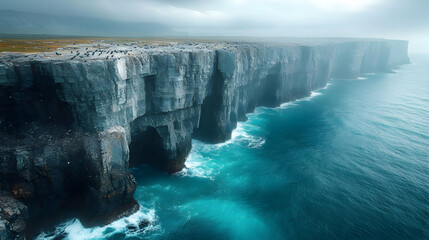 Ocean Cliffs Dramatic Aerial View -  Photo