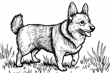 Fototapeta premium Cute coloring page featuring a playful dog for kids creativity.