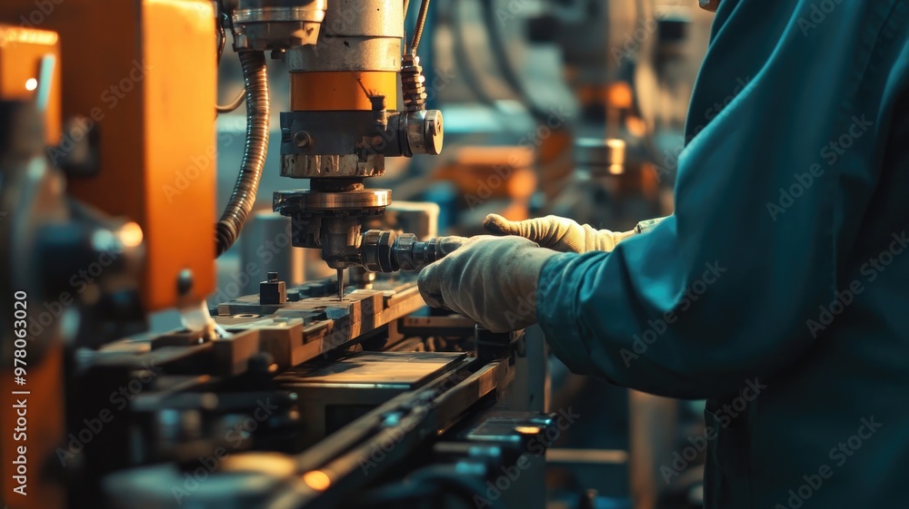 Poster technician using milling machine for precision manufacturing in workshop