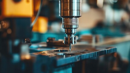 Close-up of milling machine cutting metal in industrial setting