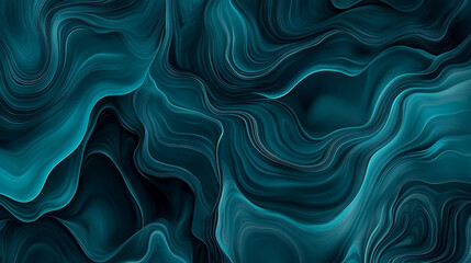 Obraz premium A deep teal abstract pattern with organic, water-inspired shapes. The flowing lines and wave-like forms give the design a calm, fluid texture, evoking the ocean.
