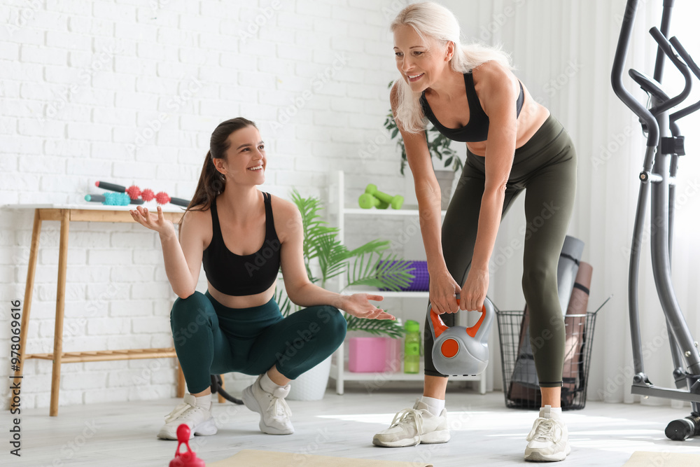 Canvas Prints body positive women training in gym