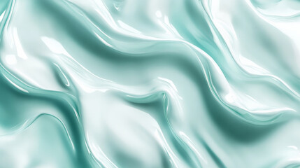 Obraz premium A soft turquoise organic pattern featuring fluid, water-like shapes. The flowing lines and natural curves give the design a serene, aquatic feel.