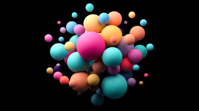 Colorful spheres create a dynamic and playful composition, adding vibrancy and depth to any design project.