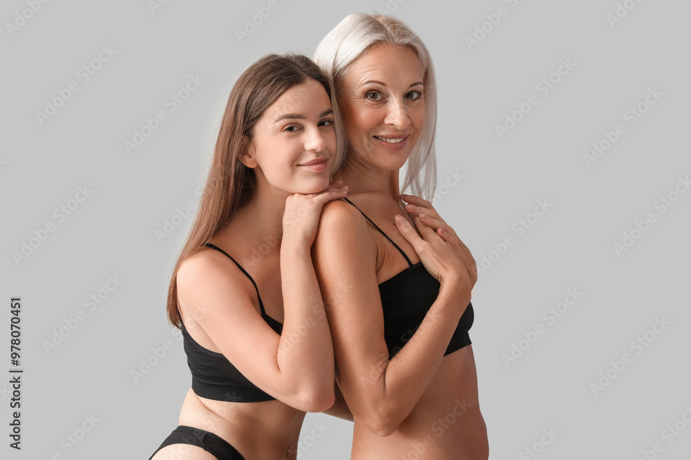 Canvas Prints body positive women in underwear on light background