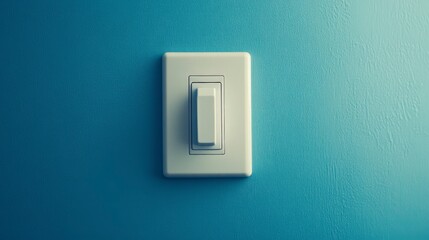 Smart light dimmer switch with touch panel, illuminated icon, installed on a wall, soft evening lighting