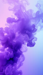 Color smoke. Mist texture. Ink water flow. Sky haze. Neon purple blue vapor cloud blend wave abstract art background with free space isolated with white highlights, png