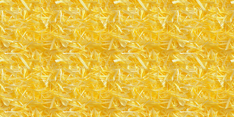 Obraz premium shredded paper filler in bright yellow color with thin, delicate strips, shredded paper filler texture background