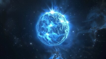 Obraz premium Massive Burning Blue Star in Outer Space with Cosmic Glow and Radiant Energy