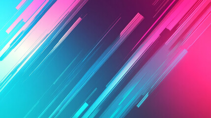 A bold gradient background blending from magenta to teal, with sleek diagonal lines slashing through the composition. The dynamic lines add a sense of speed and movement.